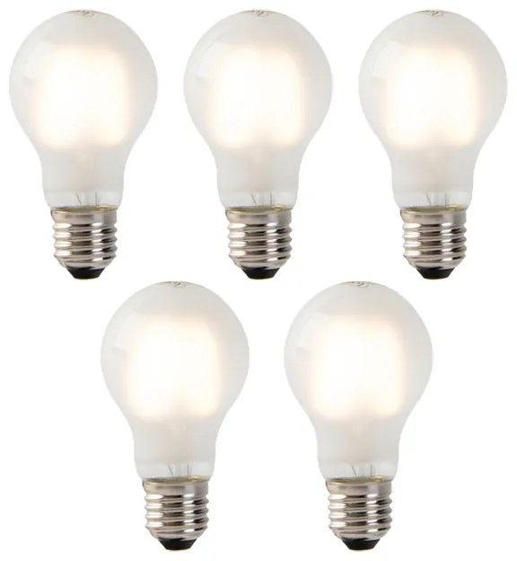 Set di 5 lampadine LED a filamento E27 vetro smerigliato A60 2W 180lm 2700K