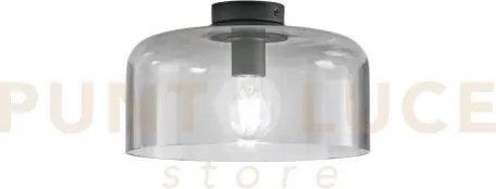 Plafoniera gibus fume' 1 luce attacco e27 30x30x23cm in vetro soffiato