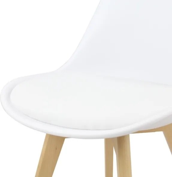 Sedia Nordica Con Gambe In Legno Bianca E Cuscino Design Moderno