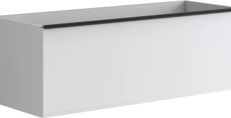 Mobile da bagno sospeso sotto lavabo Pixel frame 2 cassetti L 120 x H 40 x P 45.5 cm bianco laccato opaco, con maniglia nero opaco
