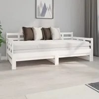 Dormeuse Estraibile Bianca Legno Massello di Pino 2x(90x190) cm 820383