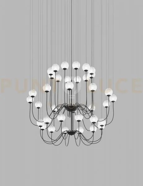 Puppet sospensione 36p bianco sfumato nero opaco 36 luci attacco g9