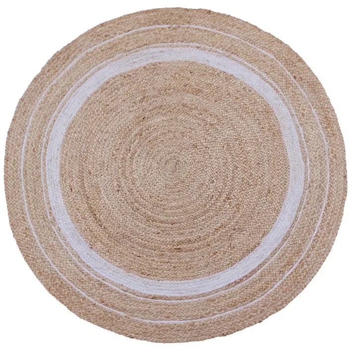 Tappeto Nils natura in juta beige e bianco, Ø150 cm