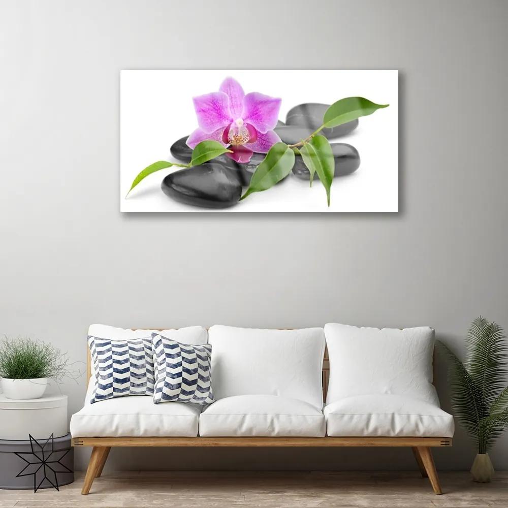 Quadro acrilico Arte del fiore dell'orchidea 100x50 cm