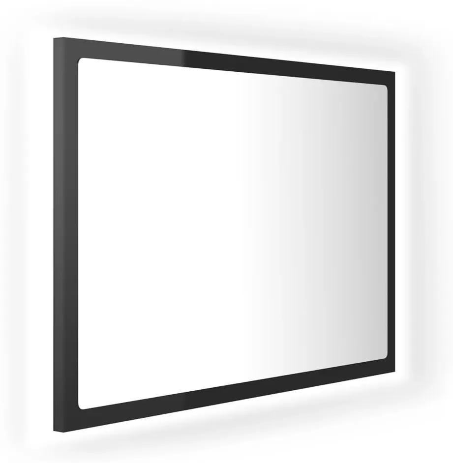 Specchio da bagno led nero lucido 60x8,5x37 cm in acrilico