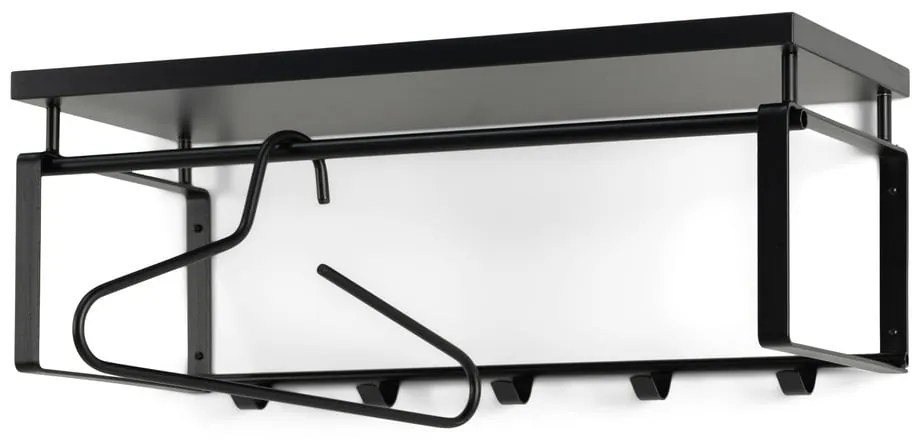Attaccapanni da parete nero in metallo con scaffale 70 cm Rex – Spinder Design