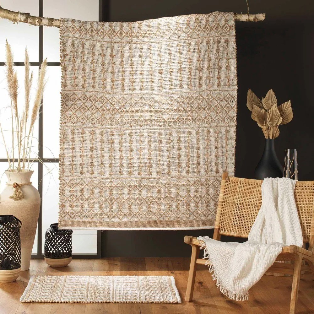 Tappeto color crema in iuta 60x90 cm Orya – douceur d'intérieur