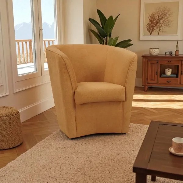 Poltrona imbottita moderna Giallo Ocra in tessuto antimacchia