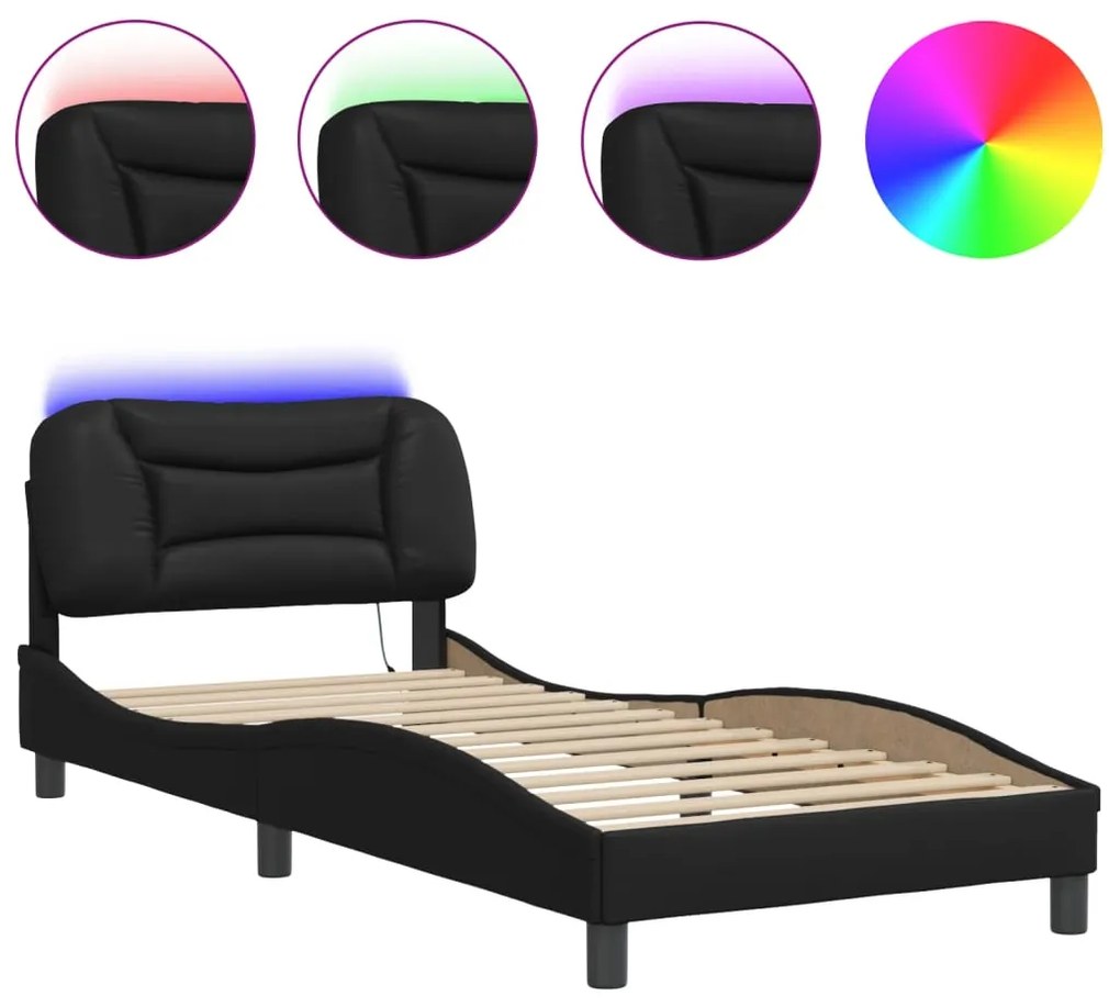 Giroletto con luci led nero 90x200 cm in similpelle