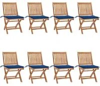 Sedie da Giardino Pieghevoli con Cuscini 8 pz Massello di Teak 3072871