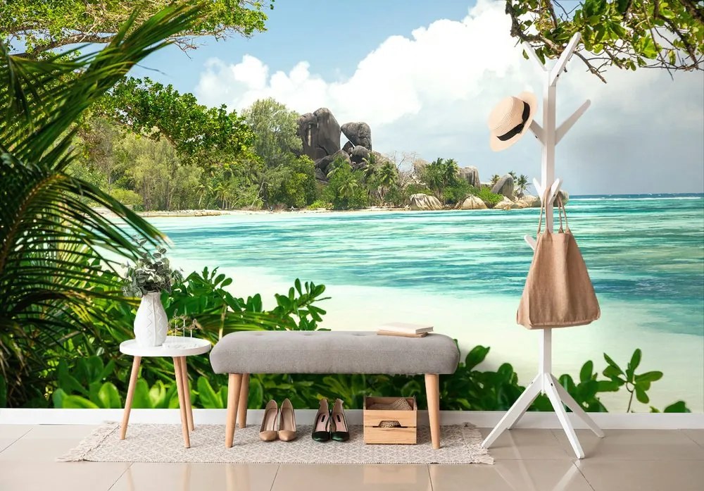 Carta da parati autoadesiva – Spiaggia meravigliosa sull'isola di La Digue