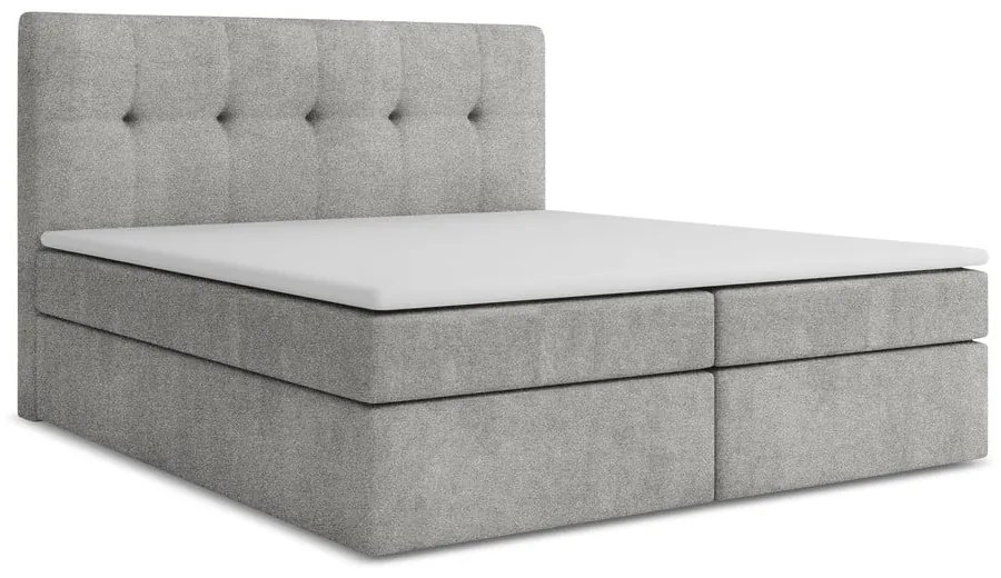 Letto boxspring grigio chiaro con contenitore 180x200 cm Palta – Makamii