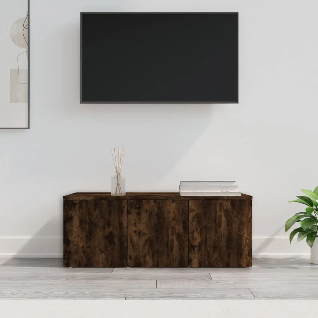 Mobile porta tv rovere fumo 80x34x30 cm in legno multistrato