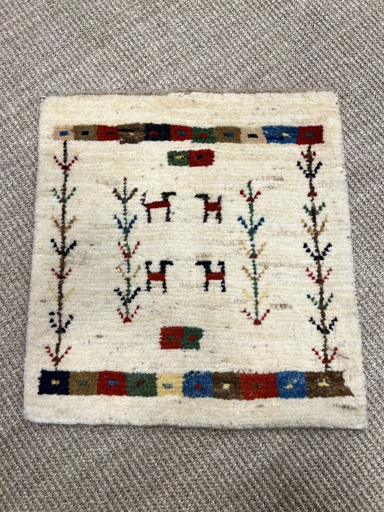 Gabbeh Tappeto 40x40 Beige (Iran) Annodato A Mano