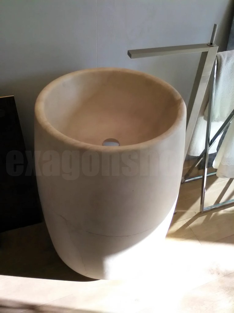 Antonio Lupi Barrel S Lavabo freestanding completo di piletta e sifone In Pietra Sinai