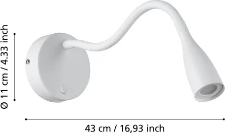 Eglo 901782 - Lampada da parete LED flessibile con porta USB OLIVANDINO LED/3,8W/230V bianco