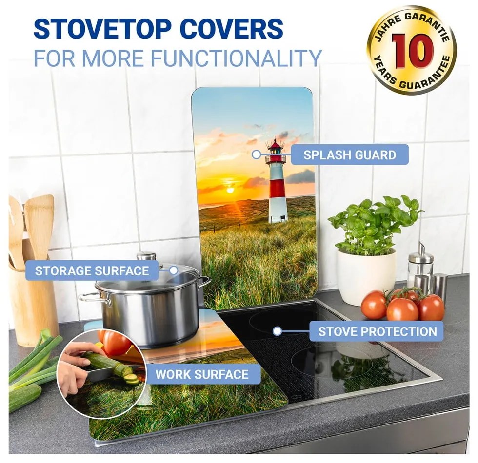 Set di 2 coperchi per stufe in vetro temperato 52x30 cm Lighthouse - Maximex