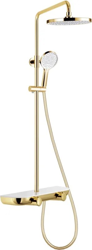 Mexen Axis set doccia esterno con soffione e rubinetto, oro/bianco - 78112-25