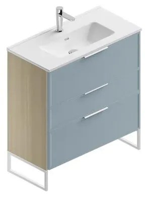 Mobile sottolavabo e lavabo Quadra natura/cielo in mdf L 80 x H 93 x P 39 cm 1 vasca 3 cassetti