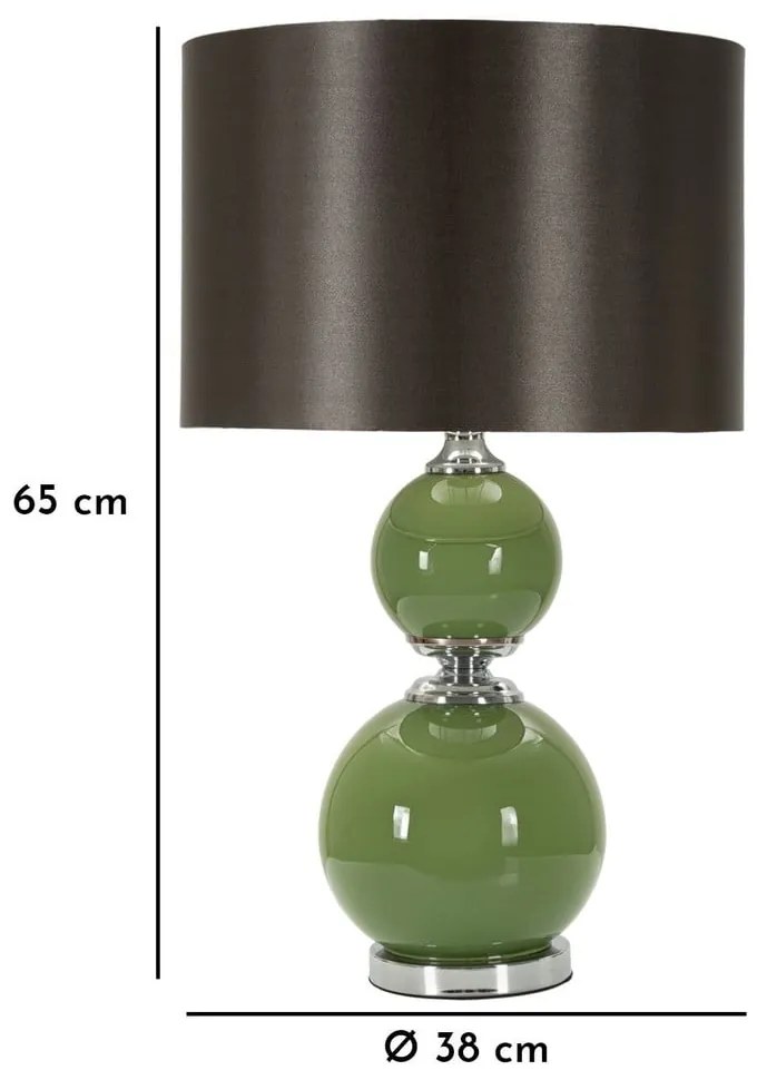 Lampada da tavolo grigio-verde con paralume in tessuto (altezza 65 cm) Eva - Mauro Ferretti