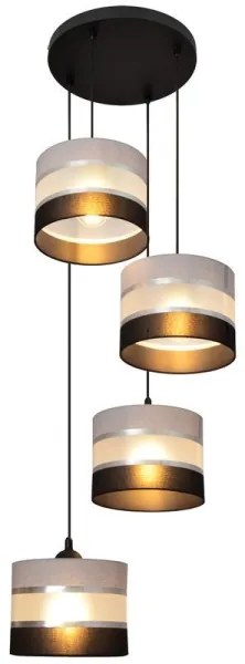 Lampadario a sospensione con filo HELEN 4xE27/15W/230V nero/grigio/argento