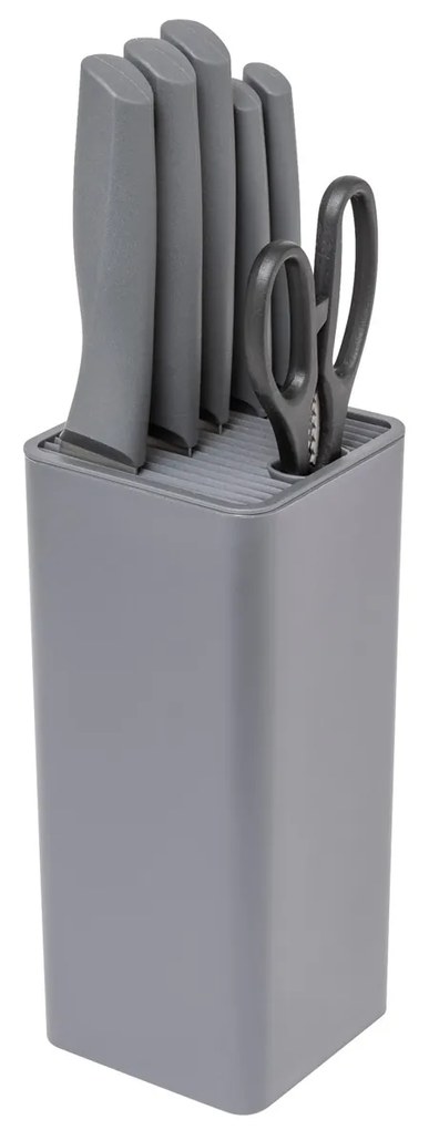 Set 5 colteli, forbici con ceppo grigio