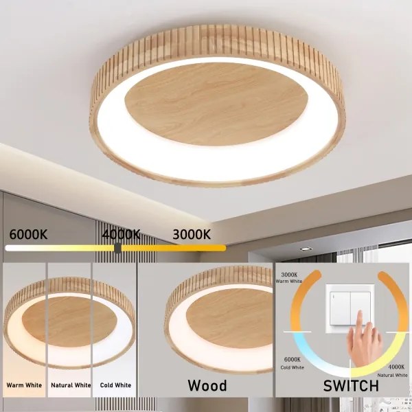 Brilagi - Plafoniera LED FALCON WOOD MODERN LED/40W/230V Ø 60 cm in legno