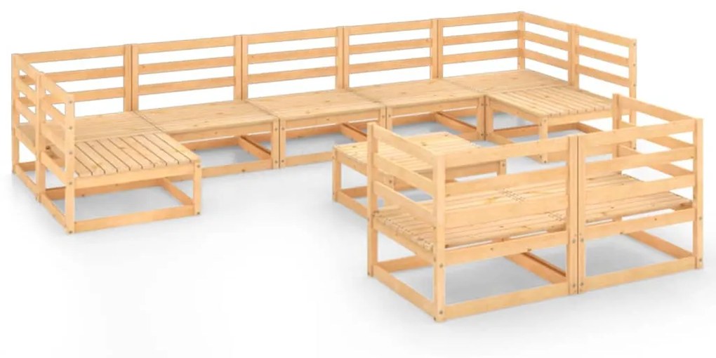 Set divani da giardino 10 pz in legno massello di pino