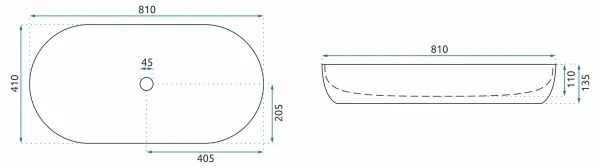 REA-U0563 - Lavabo da appoggio CLEO 41x81 cm ceramica/bianco lucido