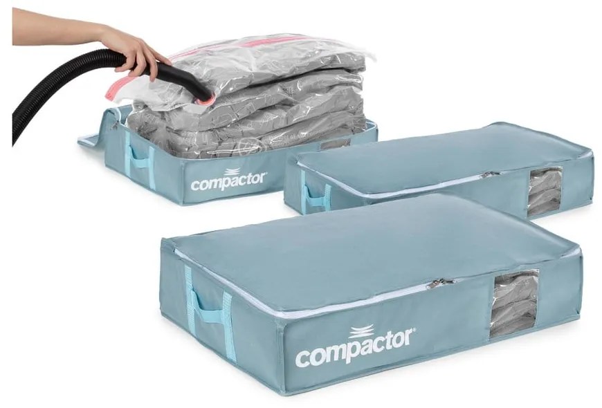 Set di organizer per sottoletto sottovuoto in plastica 3 pz 65x45x15,5 cm Blue Edition - Compactor