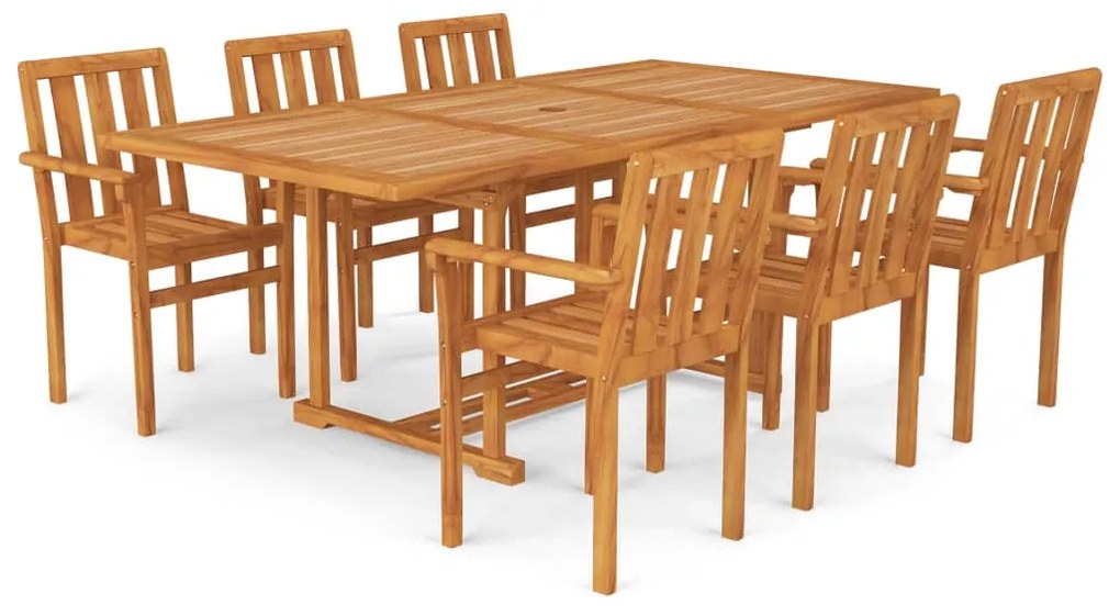 Set da pranzo da giardino 7 pz in legno massello di teak