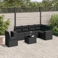 Set Divani da Giardino con Cuscini 7pz Nero Polyrattancod mxl 89213