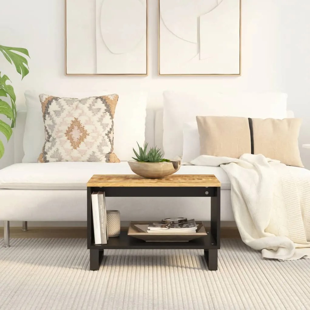 Tavolino Da Salotto 60x50x40 Cm İn Legno Massello Di Mango /