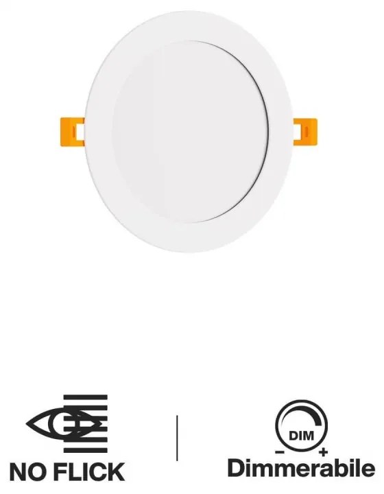 Pannello LED Rotondo 15W, 1.500lm, no Flickering, Foro Ø153-160mm, Dimmerabile Colore Bianco Caldo 3.000K