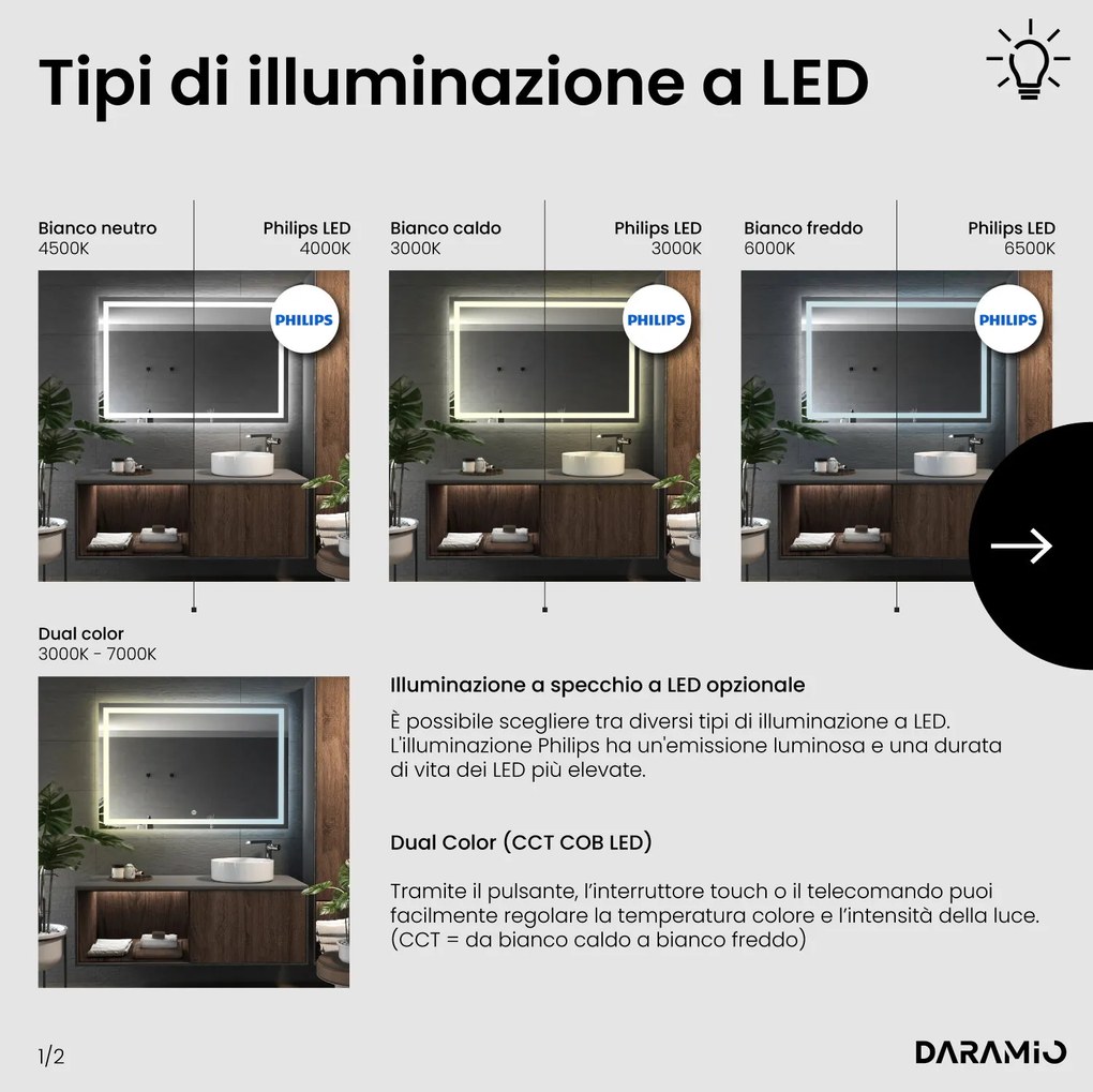 Specchio con luce LED F2