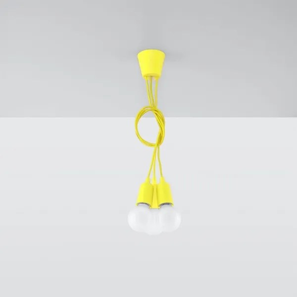 Lampadario su filo DIEGO 3xE27/60W/230V giallo