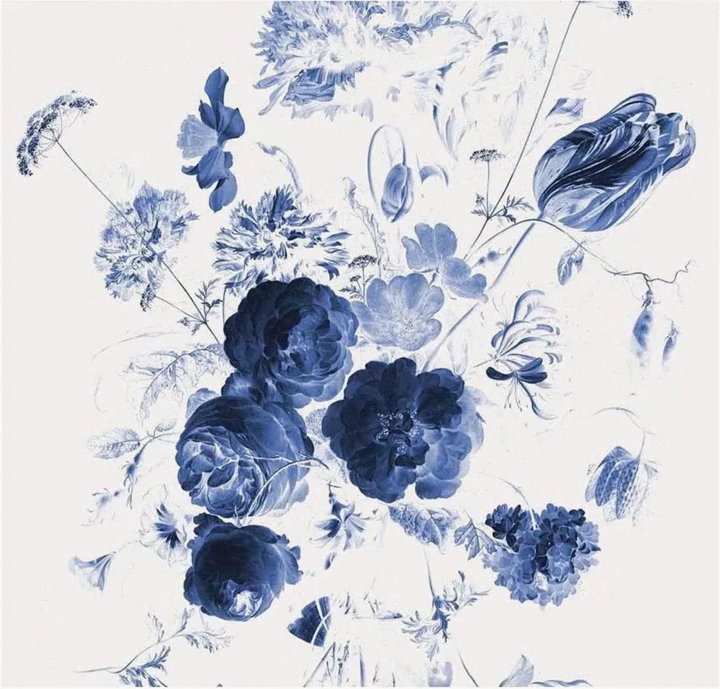 Carta da parati in tessuto non tessuto Royal Blue Flowers I