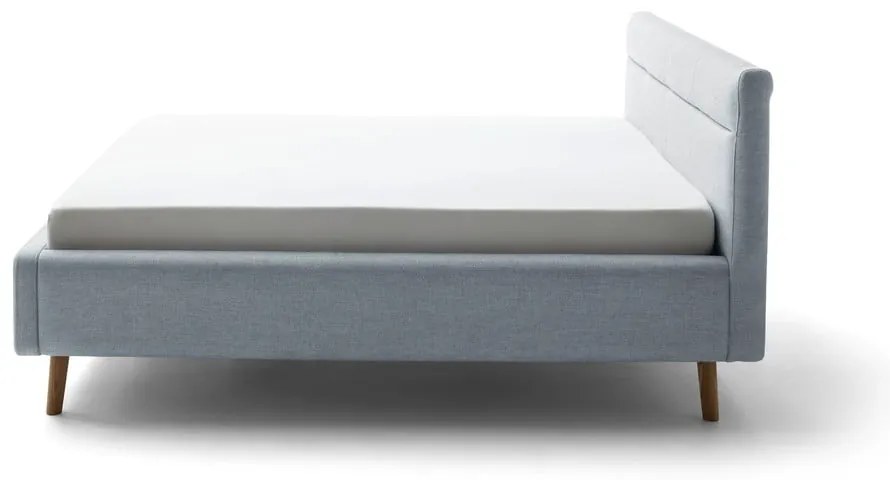 Letto matrimoniale imbottito blu polveroso con contenitore con rete inclusa 160x200 cm Lotte – Meise Möbel