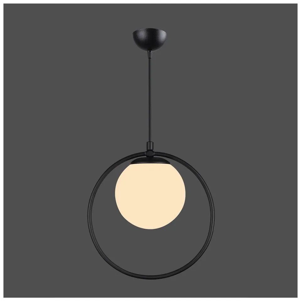 Lampada a sospensione in metallo nero con paralume in vetro ø 15 cm Ates - Squid Lighting