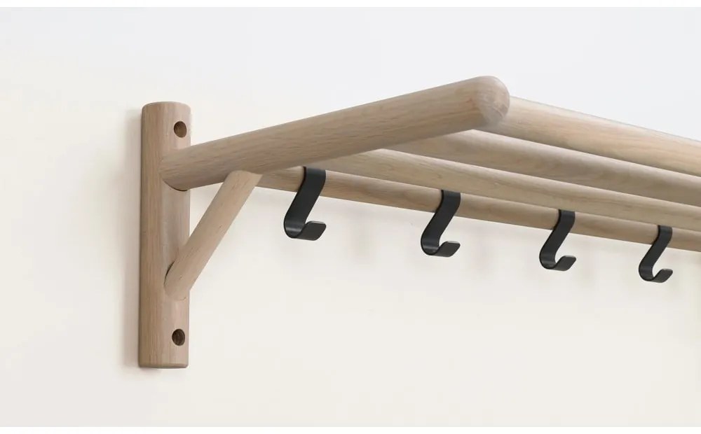 Appendiabiti da parete in legno di quercia in colore naturale Milford - Rowico