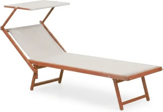 Lettino Prendisole In Alluminio Effetto Legno 61x186x40 Cm Wooden Telo Taupe