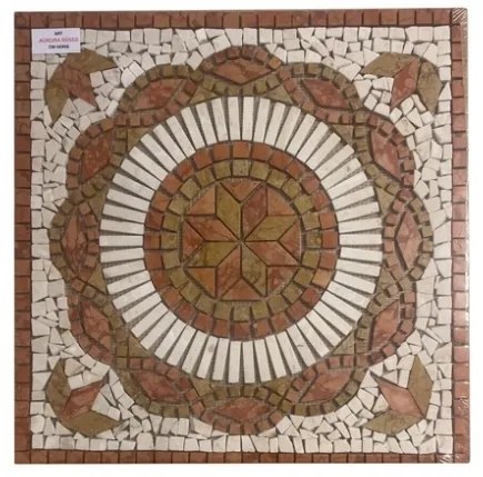 Rosone Per Pavimenti 66x66 In Mosaico Di Marmo Su Rete Aurora Rosso