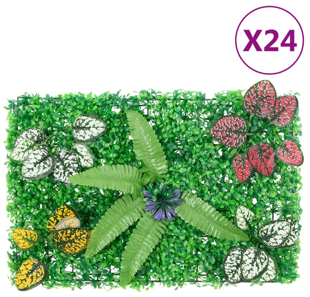 Recinzione Piante Artificiali 24 Pz Verde 40x60 Cm /