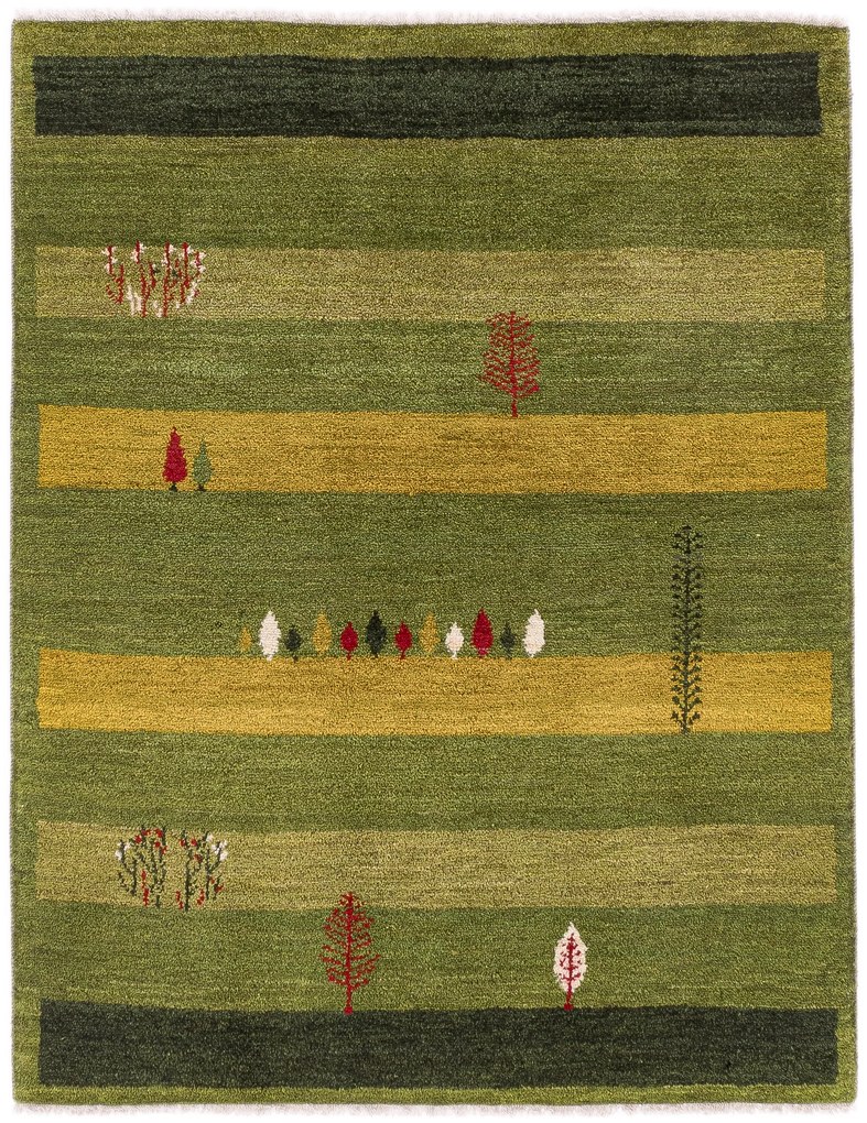 Gabbeh Tappeto persiano 150 x 190 Verde (Iran) Annodato A Mano