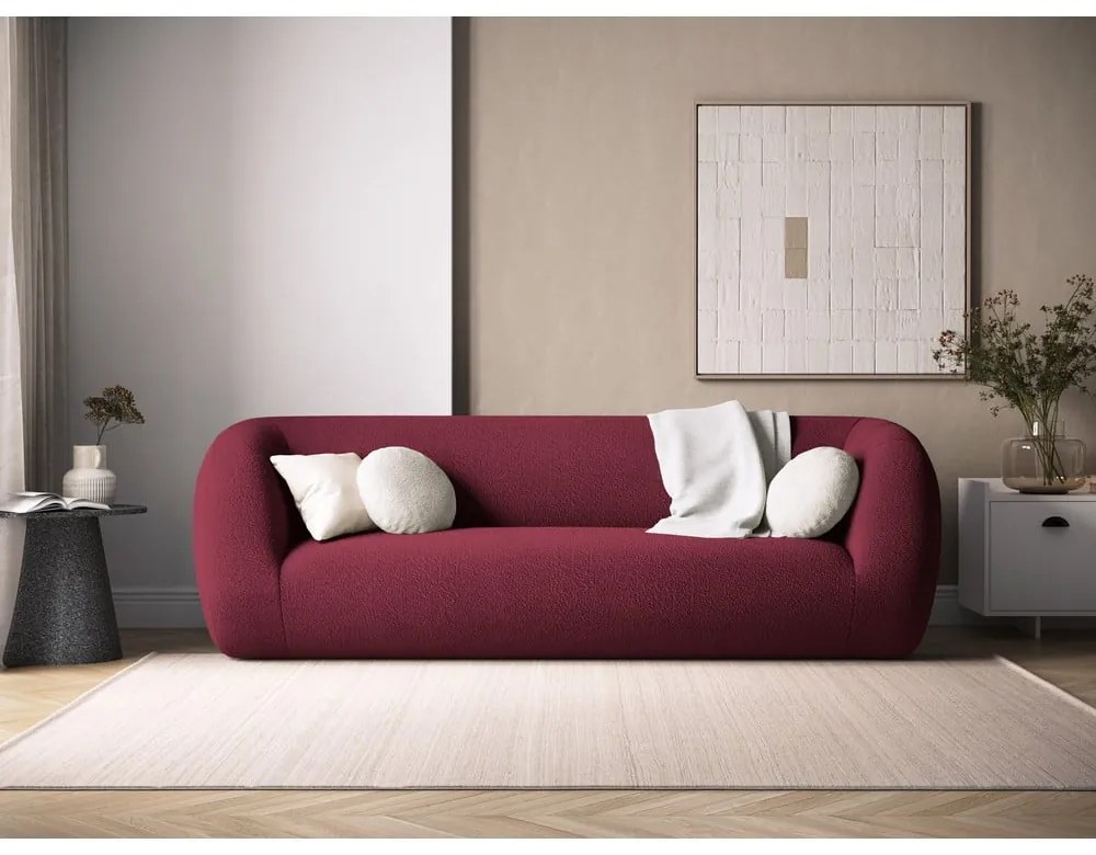 Divano in tessuto bouclé bordeaux 230 cm Essen - Cosmopolitan Design