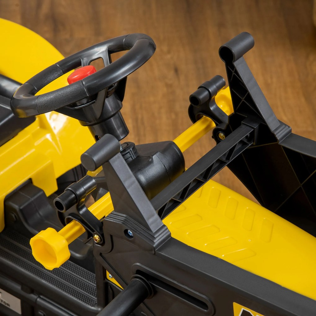Escavatore A Pedali per Bambini con Ruspa e Rimorchio Giallo...