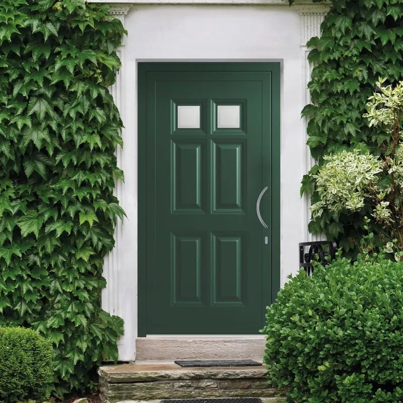 Portoncino d'ingresso in alluminio Classic4 L 90 x H 210 cm verde apertura sinistra