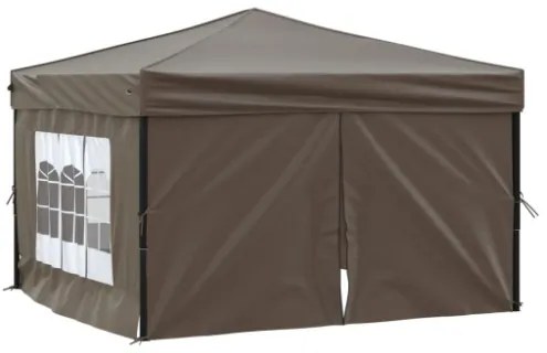 Tenda per Feste Pieghevole con Pareti Laterali Tortora 3x3 m