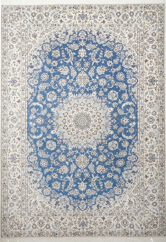 Nain Tappeto persiano 350x250 Blu (Iran) Annodato A Mano