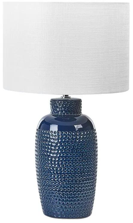 Lampada da tavolo ceramica blu marino e bianco 56 cm PERLIS Beliani